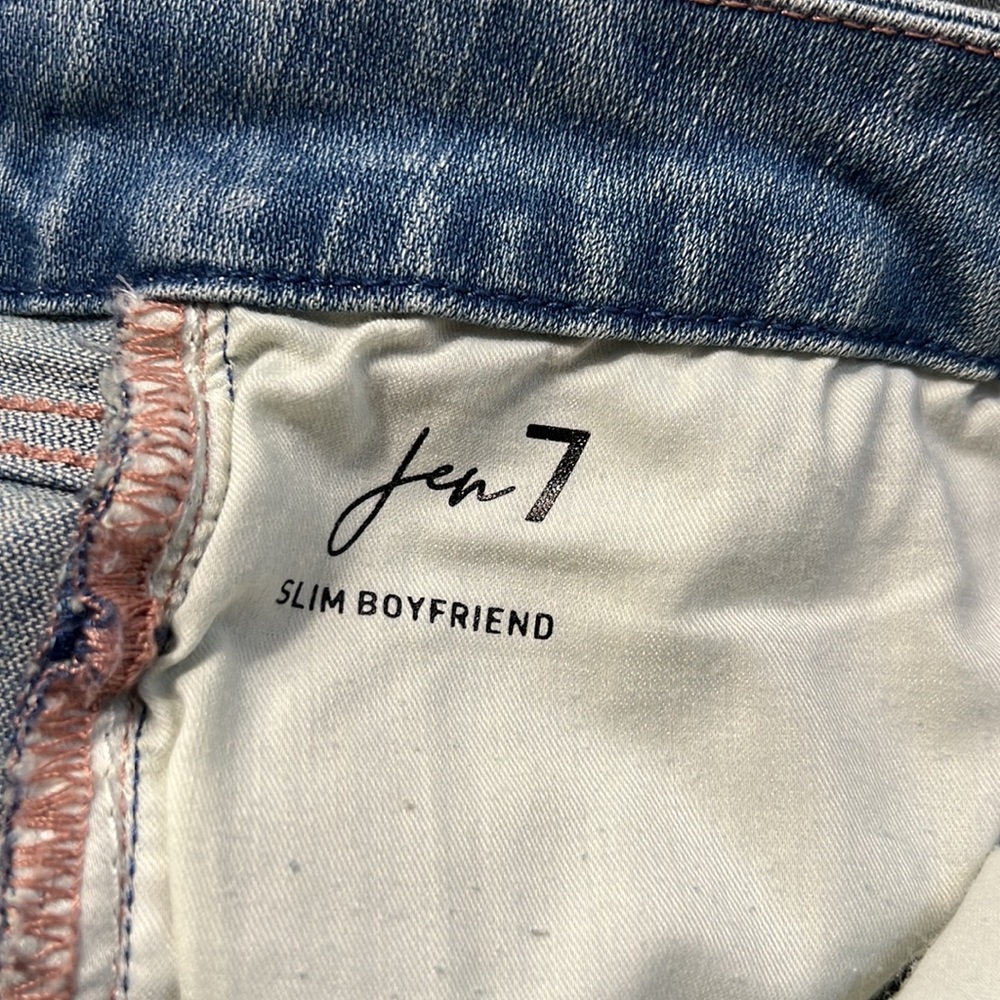JEN7 by 7 for All Mankind Destruction Detail Roll Up Hem Slim Boyfriend Jeans - Picture 10 of 15